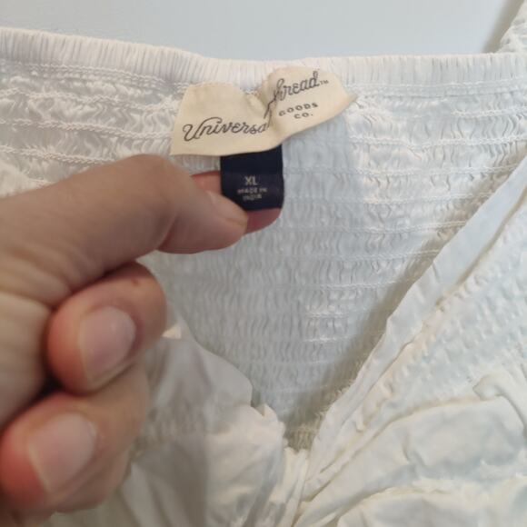 Universal Thread Sz XL White Smocked Maxi Dress Keyhole Milkmaid Prairie - Picture 4 of 7